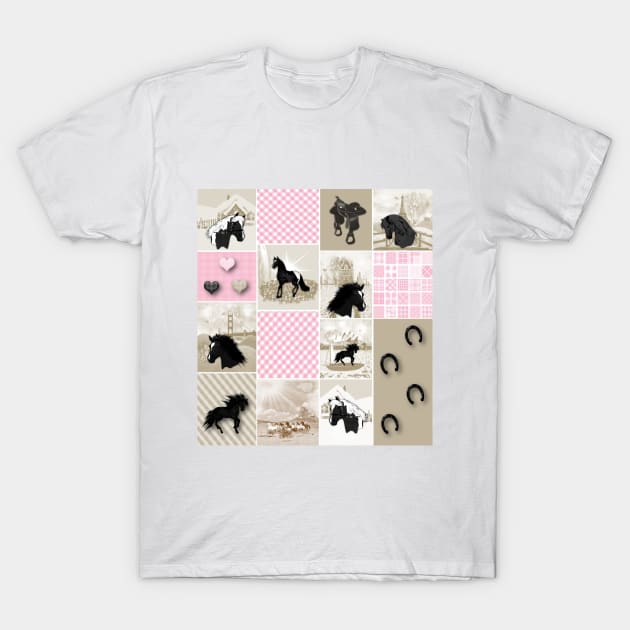 Horse Lovers Patchwork Pattern T-Shirt by KC Morcom aka KCM Gems n Bling aka KCM Inspirations